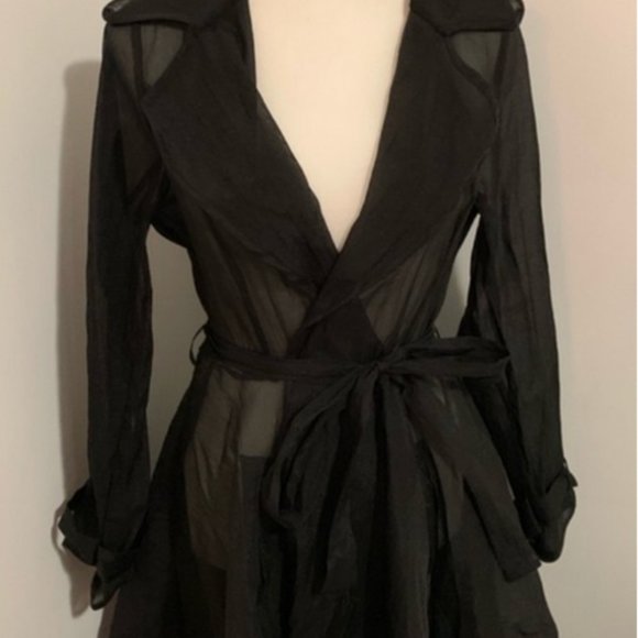 Jackets & Blazers - Hot & Delicious Sheer Black Coat Duster Trench
